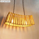 GobekUsa Asian Style Bamboo Linear Island Chandelier - Beige Multi Light for Dining Table