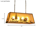 GobekUsa Rustic Etched Linear Island Lamp - 4-Light Plastic and Metal Ceiling Light in Beige