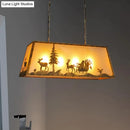 GobekUsa Rustic Etched Linear Island Lamp - 4-Light Plastic and Metal Ceiling Light in Beige