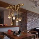 GobekUsa Adjustable Rope Island Light with Bulb in Beige - 3/4/6-Light Bamboo Pendant