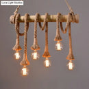 GobekUsa Adjustable Rope Island Light with Bulb in Beige - 3/4/6-Light Bamboo Pendant