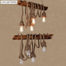 GobekUsa Adjustable Rope Island Light with Bulb in Beige - 3/4/6-Light Bamboo Pendant