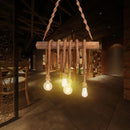 GobekUsa Adjustable Rope Island Light with Bulb in Beige - 3/4/6-Light Bamboo Pendant
