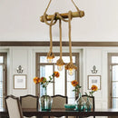 GobekUsa Adjustable Rope Island Light with Bulb in Beige - 3/4/6-Light Bamboo Pendant