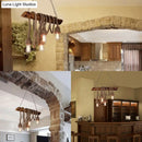 GobekUsa Adjustable Rope Island Light with Bulb in Beige - 3/4/6-Light Bamboo Pendant