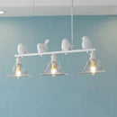 GobekUsa Rustic Bird Cone Shade Island Light - 3 Clear Glass Lights in White for Balcony