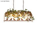 GobekUsa Rustic Birdcage Island Pendant Light with Ivy for Restaurant Décor