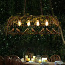 GobekUsa Rustic Birdcage Island Pendant Light with Ivy for Restaurant Décor