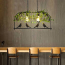 GobekUsa Rustic Birdcage Island Pendant Light with Ivy for Restaurant Décor