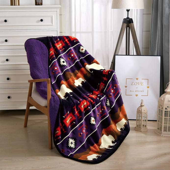 Rustic Bison Sherpa Throw