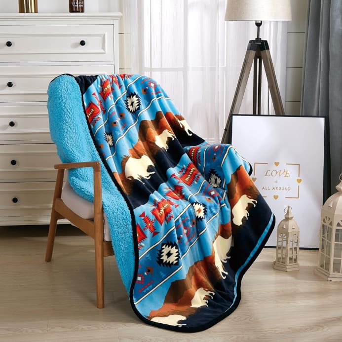 Rustic Bison Sherpa Throw