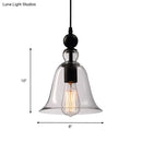 GobekUsa Black Single Ceiling Pendant Lamp Rustic Bell Clear Glass Suspended Lighting Fixture