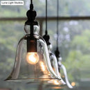 GobekUsa Black Single Ceiling Pendant Lamp Rustic Bell Clear Glass Suspended Lighting Fixture