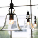 GobekUsa Black Single Ceiling Pendant Lamp Rustic Bell Clear Glass Suspended Lighting Fixture