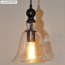 GobekUsa Black Single Ceiling Pendant Lamp Rustic Bell Clear Glass Suspended Lighting Fixture