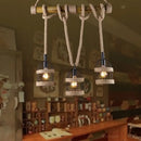 GobekUsa Farm Birdcage Island Lamp: 3-Light Metallic Hanging Ceiling Light with Jute Rope Cord