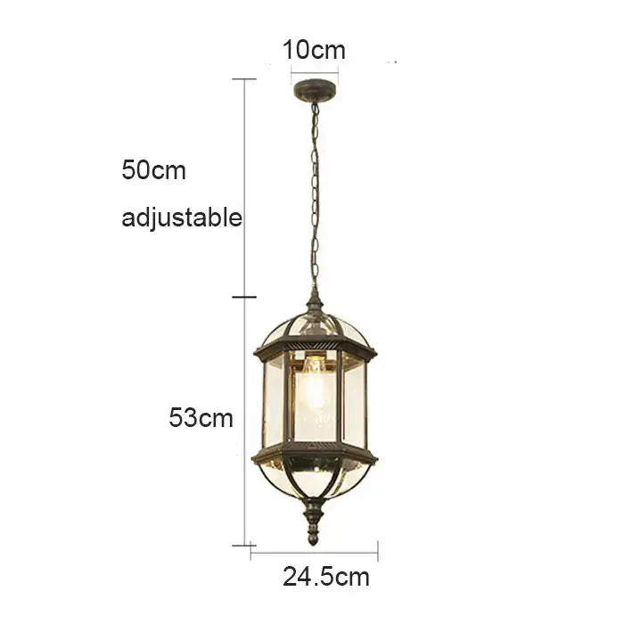 GobekUsa Black Rustic Outdoor Hanging Lantern Light with Clear Glass Flush Mount Fixture, photo 9 of 15