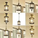 GobekUsa Black Rustic Outdoor Hanging Lantern Light with Clear Glass Flush Mount Fixture