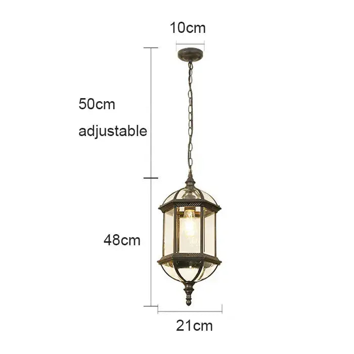 GobekUsa Black Rustic Outdoor Hanging Lantern Light with Clear Glass Flush Mount Fixture, photo 10 of 15