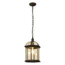 GobekUsa Black Rustic Outdoor Hanging Lantern Light with Clear Glass Flush Mount Fixture