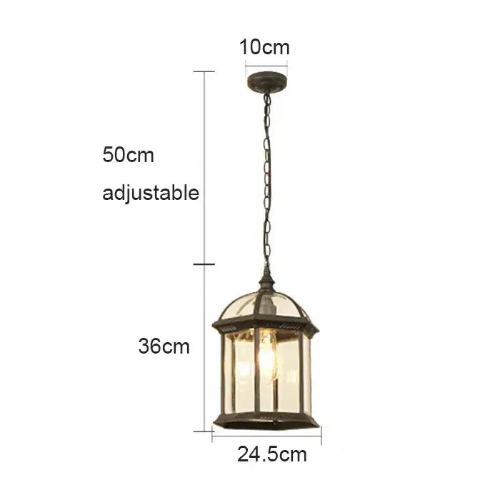 GobekUsa Black Rustic Outdoor Hanging Lantern Light with Clear Glass Flush Mount Fixture, photo 7 of 15