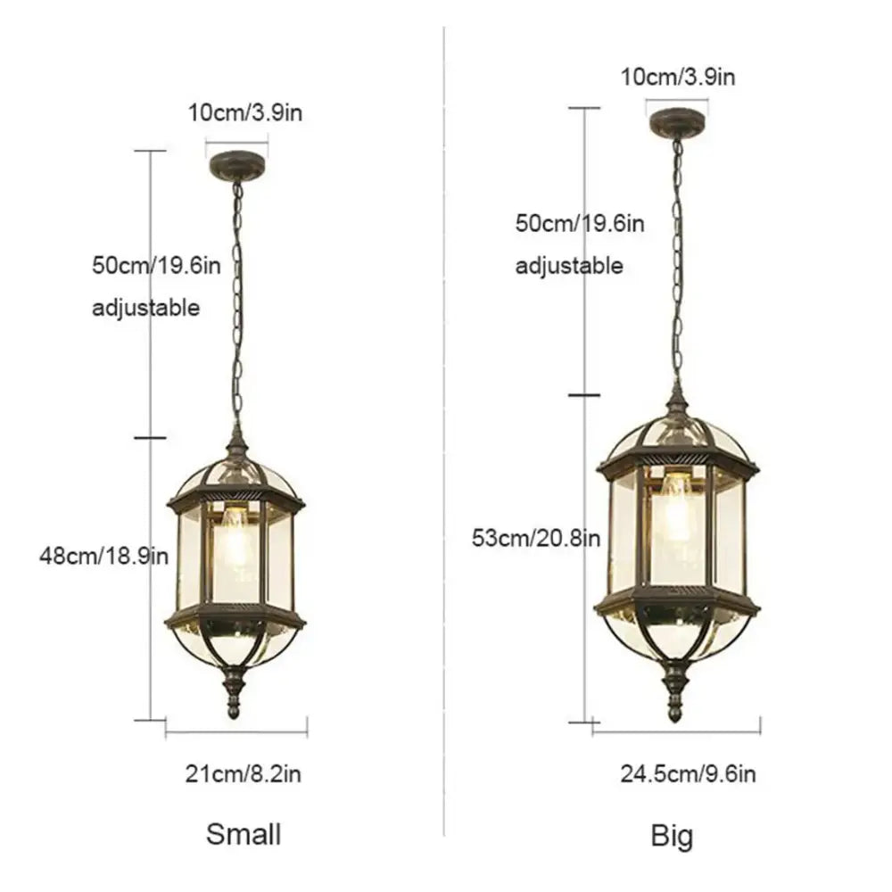 GobekUsa Black Rustic Outdoor Hanging Lantern Light with Clear Glass Flush Mount Fixture, photo 3 of 15