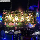 GobekUsa Industrial Metal Rectangle LED Island Lamp - Black Finish, 4 Heads, Flower Design - for Restaurant