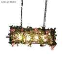 GobekUsa Industrial Metal Rectangle LED Island Lamp - Black Finish, 4 Heads, Flower Design - for Restaurant