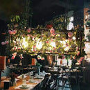 GobekUsa Industrial Metal Rectangle LED Island Lamp - Black Finish, 4 Heads, Flower Design - for Restaurant