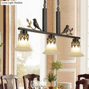 GobekUsa Rustic Opal Glass Island Pendant with Bird Design - 3-Light Fixture for Dining Room in Frosted Flare Style