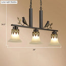 GobekUsa Rustic Opal Glass Island Pendant with Bird Design - 3-Light Fixture for Dining Room in Frosted Flare Style