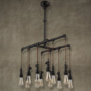 GobekUsa Rustic Black Iron Industrial Pipe LED Island Chandelier for Restaurants