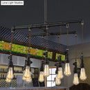 GobekUsa Rustic Black Iron Industrial Pipe LED Island Chandelier for Restaurants