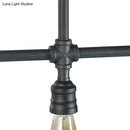 GobekUsa Rustic Black Island Lighting: 4-Head Metal Linear Piped Pendant for Living Room