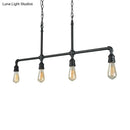 GobekUsa Rustic Black Island Lighting: 4-Head Metal Linear Piped Pendant for Living Room