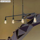 GobekUsa Rustic Black Island Lighting: 4-Head Metal Linear Piped Pendant for Living Room