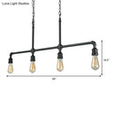 GobekUsa Rustic Black Island Lighting: 4-Head Metal Linear Piped Pendant for Living Room