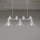 GobekUsa Rustic Black Island Pendant Lamp with Clear Glass, 3 Bulbs, Flared Design & Bird Decoration - Perfect for Kitchen Lighting