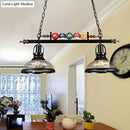 GobekUsa Rustic Black Island Pendant Light Kit: Clear Glass Dome, 2/3-Light, with Multi-Color Balls