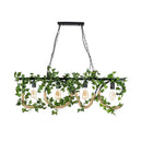 GobekUsa Black Metal 4-Light Linear Island Lamp with Hanging Artificial Plant - Lodge Style