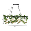 GobekUsa Black Metal 4-Light Linear Island Lamp with Hanging Artificial Plant - Lodge Style