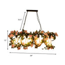 GobekUsa Black Metal 4-Light Linear Island Lamp with Hanging Artificial Plant - Lodge Style