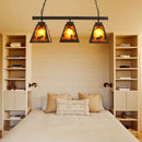 GobekUsa Rustic Trapezoid Metal Pendant Light - 3 Lights - Ideal for Dining Room & Island Lighting