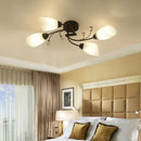 GobekUsa Rustic Black Opal Glass Semi Flush Ceiling Light Fixture with Floral Swirl Design - Ideal for Living Room