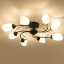 GobekUsa Rustic Black Opal Glass Semi Flush Ceiling Light Fixture with Floral Swirl Design - Ideal for Living Room