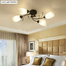 GobekUsa Rustic Black Opal Glass Semi Flush Ceiling Light Fixture with Floral Swirl Design - Ideal for Living Room