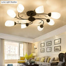 GobekUsa Rustic Black Opal Glass Semi Flush Ceiling Light Fixture with Floral Swirl Design - Ideal for Living Room