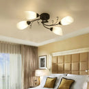 GobekUsa Rustic Black Opal Glass Semi Flush Ceiling Light Fixture with Floral Swirl Design - Ideal for Living Room