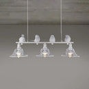 GobekUsa Rustic Black Island Pendant Lamp with Clear Glass, 3 Bulbs, Flared Design & Bird Decoration - Perfect for Kitchen Lighting