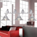 GobekUsa Rustic Black Island Pendant Lamp with Clear Glass, 3 Bulbs, Flared Design & Bird Decoration - Perfect for Kitchen Lighting